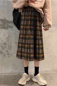 High Waist Retro Wool Pleated Skirts