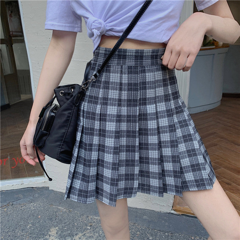 High Waist A-Line Plaid Pleated Skirt – Tomscloth