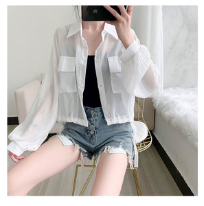 Loose See Through Chiffon Thin Jacket