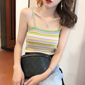 Colorful Striped Camisole Tank Tops