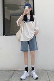 Loose High Waist Denim Shorts Jeans