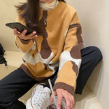 Cow Color Patchwork Loose Sweater