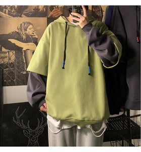 Loose Two Colors Combination Hoodie