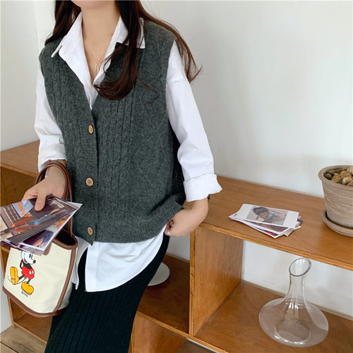 Sleeveless Knitted Vest Sweater