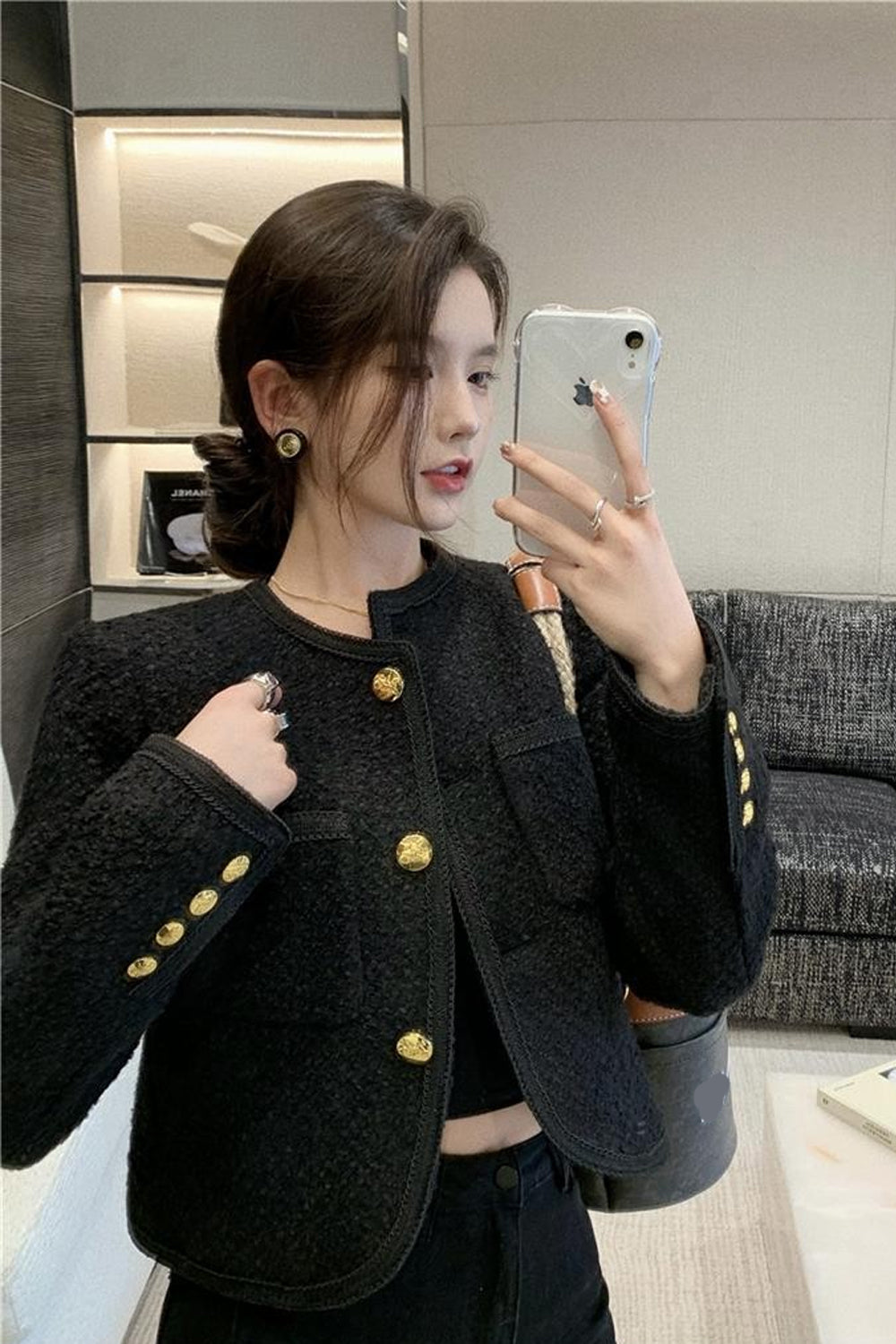 Long Sleeve Solid Stylish Black Jackets