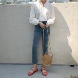 Ruffle Collar Loose Slim Shirt