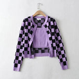 Checkerboard Cardigan Black Cami