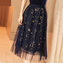 Moon Star Embroidered Tulle Mesh Transparent Skirt