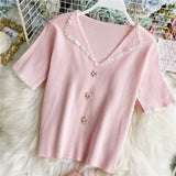 Flowers Collar Retro Short Sleeve Blouse Shirt