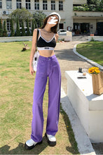 High Waist Loose Casual Purple Jeans Pants