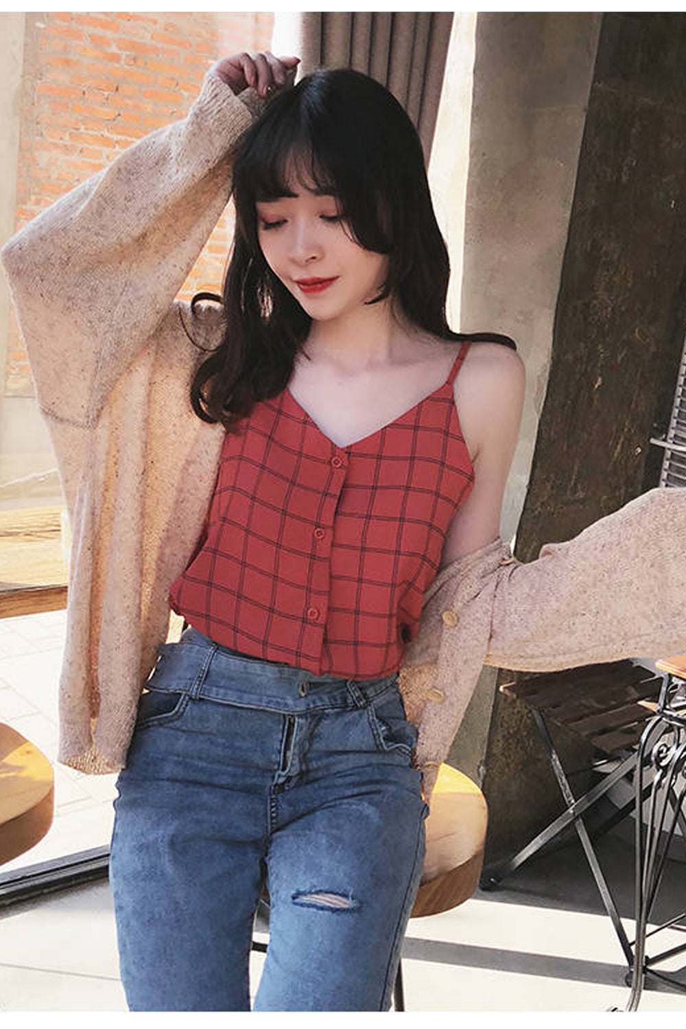 Plaid Style Sexy Camis Tank Top