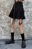 High Waist Punk Belt Pocket Pleated Skirts