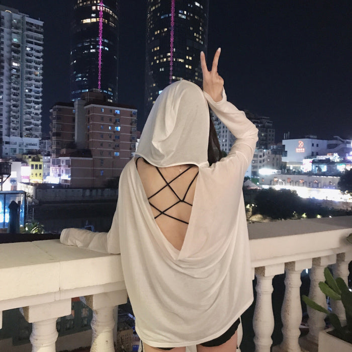 Thin hooded long sleeve hot sale