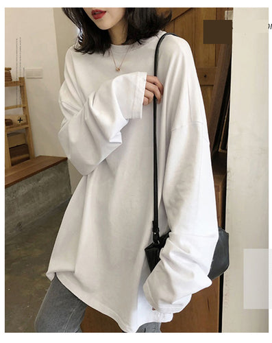 Long Sleeve Simple Basic Loose Shirts