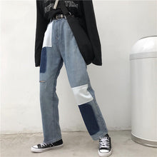 High Waist Jeans Contrast Color Pants