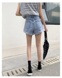 High Waist Crimping Denim Shorts Jeans