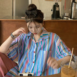 Retro Striped Vintage Blouse Shirt