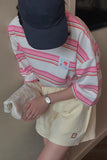 Cute Pink Loose Striped Shirt