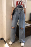 Vintage Knee Hole Ripped Jeans Pants
