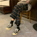 High Waist Loose Thick Fleece Plaid Pants