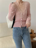 V-Neck Lace Knitted Vintage Sweater