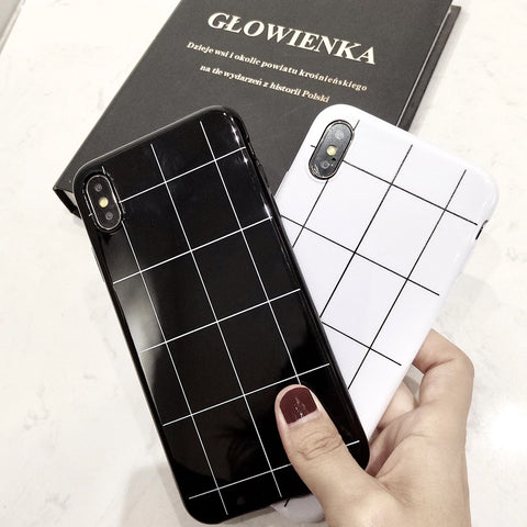 Glossy Plaid Style Case For iPhone