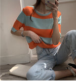 Loose Short Sleeve Striped Shirt