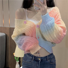 Retro Gradient Colors Crop Knitted Sweater