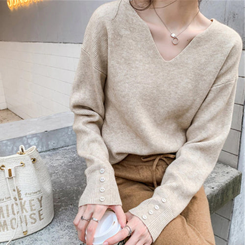 Elegant V-Neck Thin Office Sweater