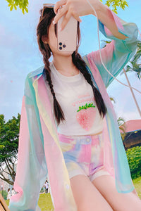 Pastel Colors Sun Proof Chiffon Blouse Shirt