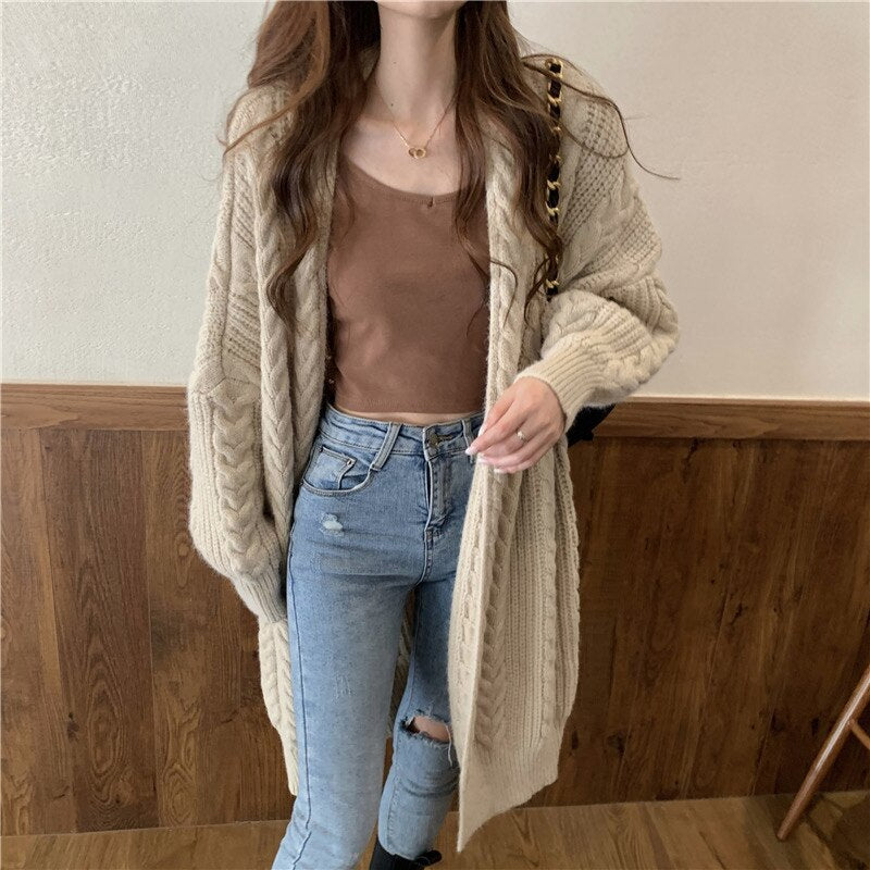 Loose Long Knitted Cardigan Sweater