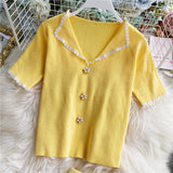 Flowers Collar Retro Short Sleeve Blouse Shirt