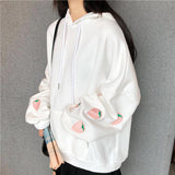 Strawberry Embroidery Oversized Hoodie