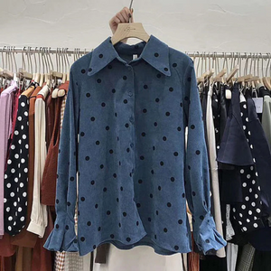 Corduroy Polka Dot Long Sleeve Shirt