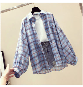 Lovely Plaid Flannel Blouse Shirt