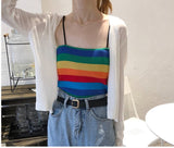 Rainbow Striped Sexy Skinny Camisole Tank Top