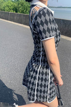 Sexy Argyle Pattern Hollow Out Dress
