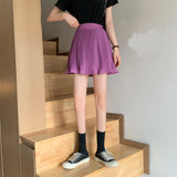 High Waist Retro A-Line Ruffle Pleated Skirt