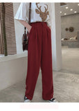 Solid Casual Loose Straight Pants