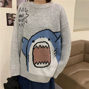 Cute Shark Kawaii Retro Loose Sweater