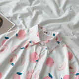 Peach Pattern Printed Blouse Shirt