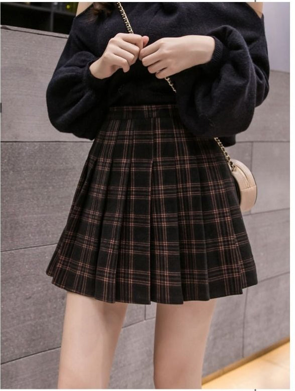 High Waist Grid Pattern Mini Skirts – Tomscloth