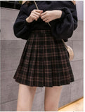 High Waist Grid Pattern Mini Skirts