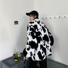Cow Pattern Loose Warm Zipper Jacket