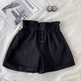 Elastic Waist Pocket Button Shorts