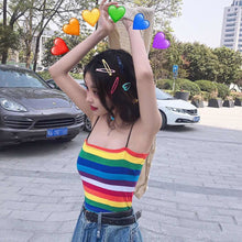 Rainbow Stripes Print Sexy Camisole Tank Top