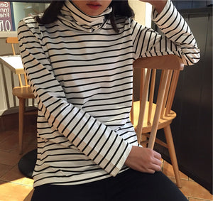 Striped Turtleneck Long Sleeve Shirt