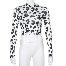 Cow Pattern Printed Skinny Long Sleeve Shirt