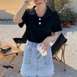 Retro Cute Collar Short Sleeve Shirt