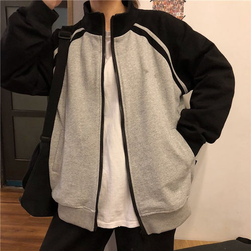 Loose High Neck Zipper Sweatshirt